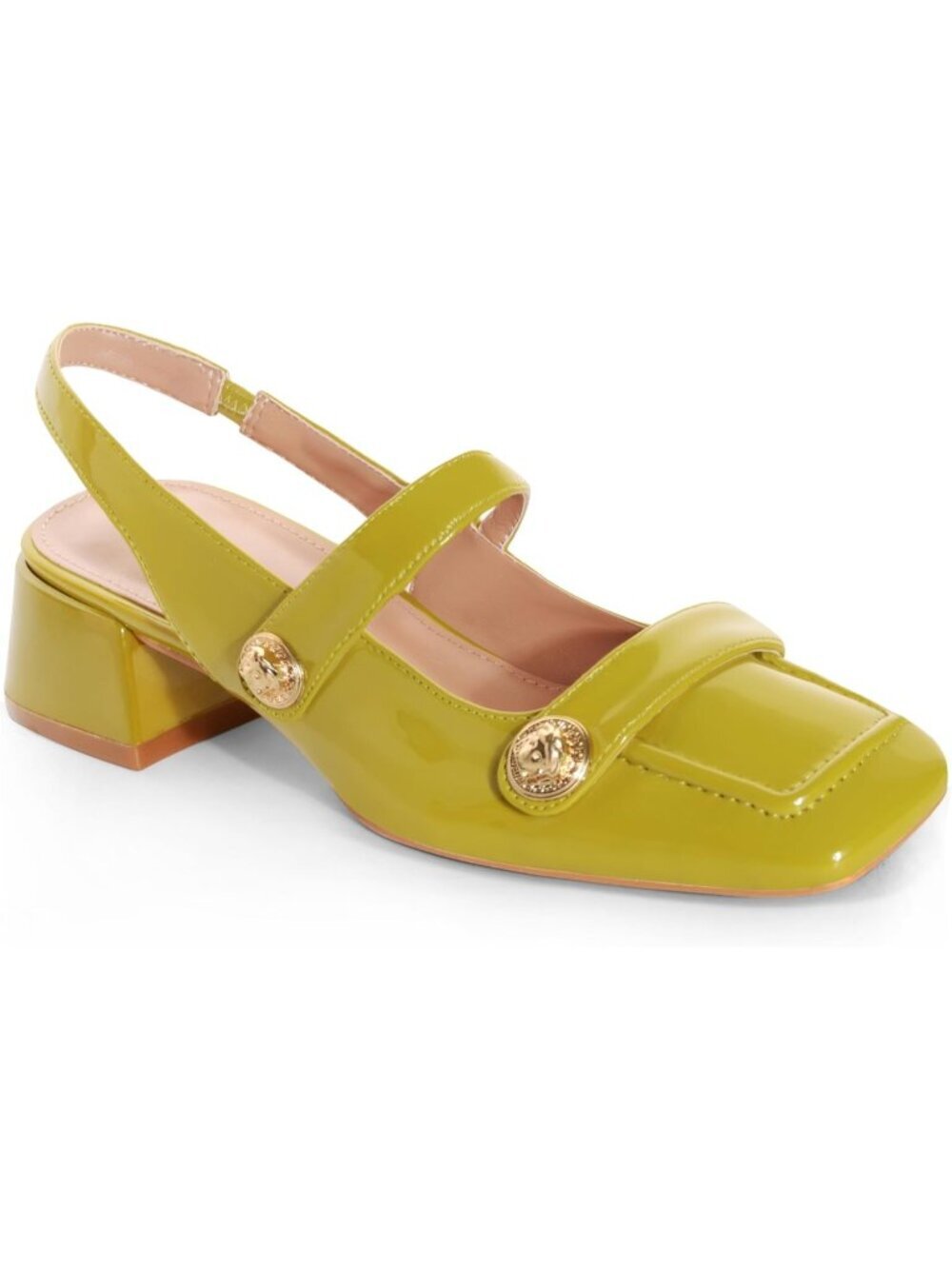 Women Green Mary Jane Low Block Heel Closed Square Toe Office Pump Dressy Shoes